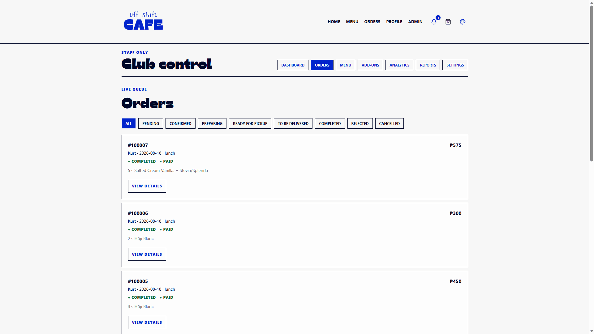 1PM Club Café Pre-order screenshot 4