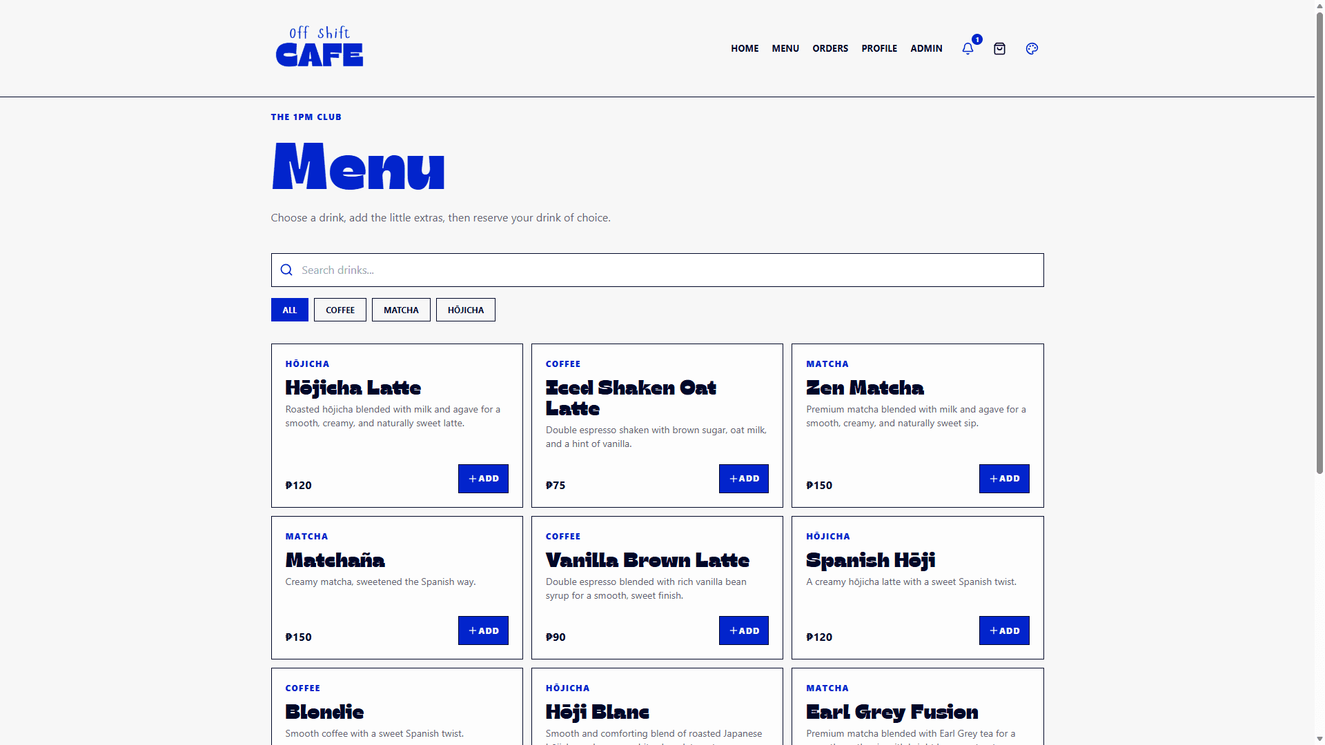 1PM Club Café Pre-order screenshot 2